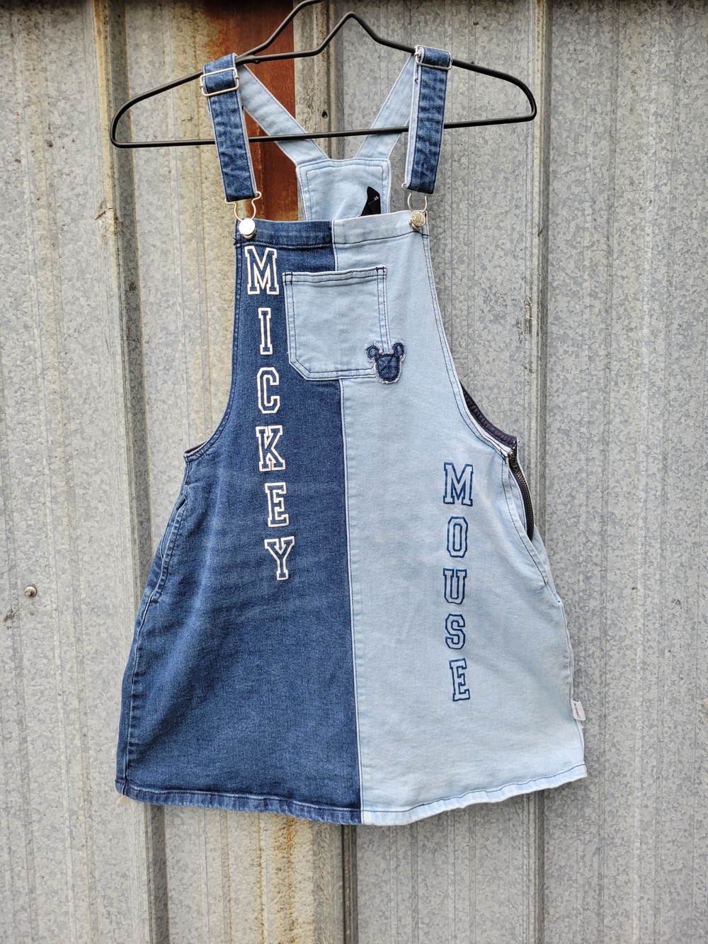 Disney Two-Tone Blue Mickey Mouse Denim Overall Dress